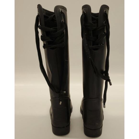 Coach Tristee Back Lace-Up Rain Boots Black‎ 10 - Picture 3 of 8